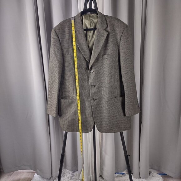 Haggar Collection Wool Blend Olive Green Sport Coat Blazer Jacket Size 46R - Picture 5 of 12